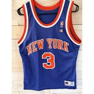 Vintage Champion New York Knicks John Starks Jersey Size 40 Blue Orange NBA 90s